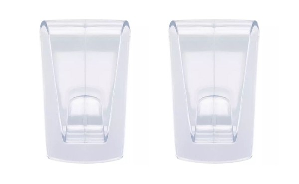 tesa Klebehaken (für transparente Oberflächen und Glas (1 kg), Durchsichtige, selbstklebende Haken, bis zu 1 kg Halteleistung pro Haken) 2er Pack 77735-00000-00